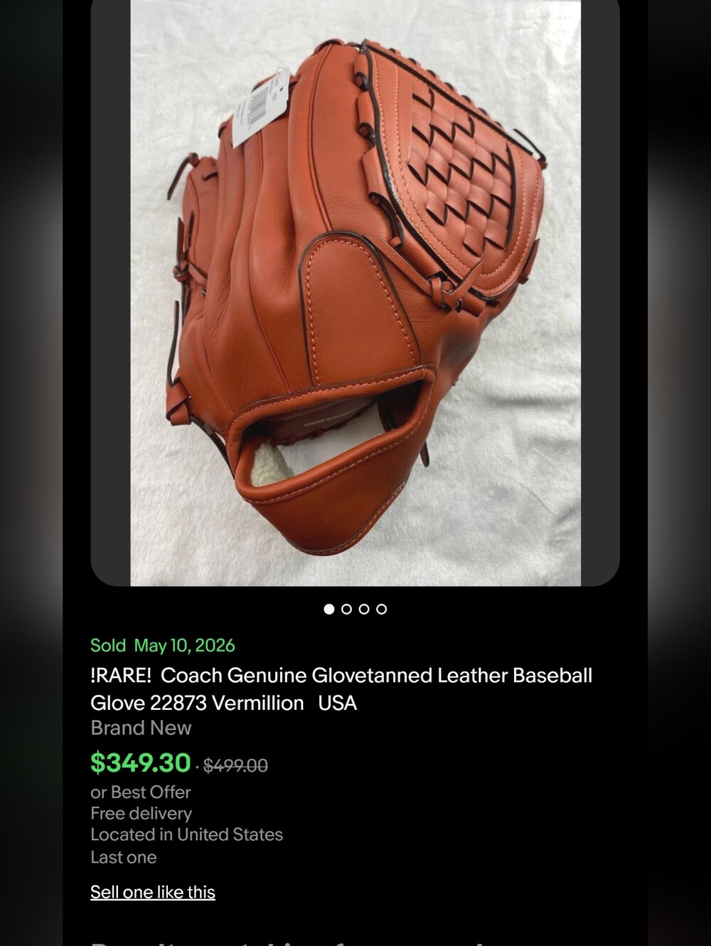 Exclusive Coach Leather Baseball Glove Hazelnut, Sold Out Since 2022 - Picture 14 of 14